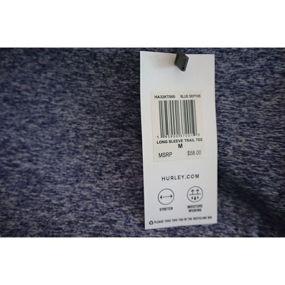 Hurley HA32KT000 Women's Sz Medium Blue Depths Heathered L/S Trail Tee Shirt - Picture 4 of 7